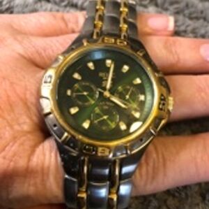 Relic 50m Wet Stainless Steel Men’s Watch, Silver, Gold, and a Green Face